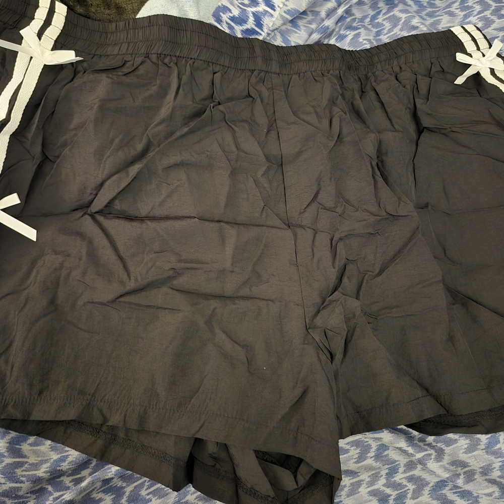 SHEIN Charcoal Athletic Shorts with White Ties